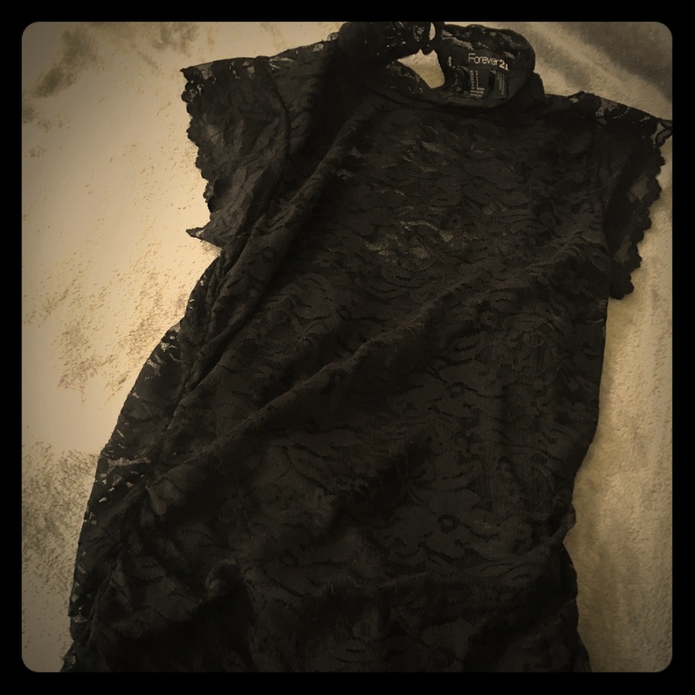 Super cute black lace top